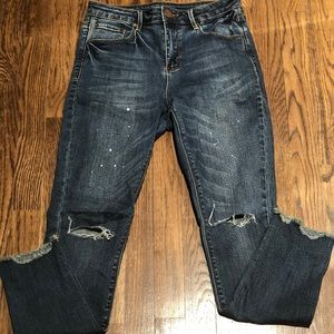 Blue denim high waisted jeans